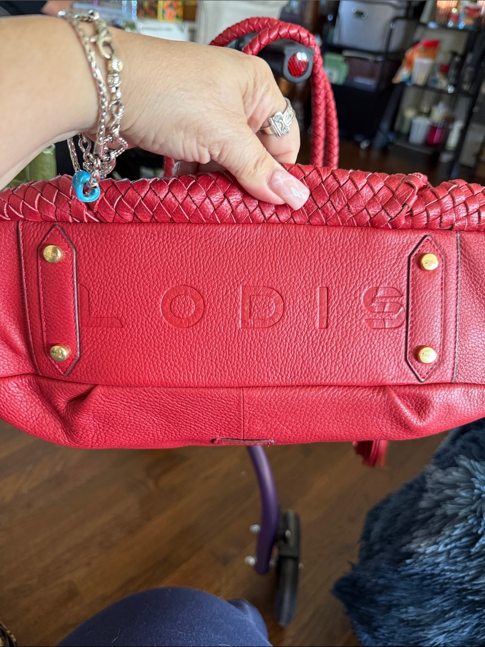 Lodis Red Braided-Trim Shoulder Bag - Picture 4 of 6